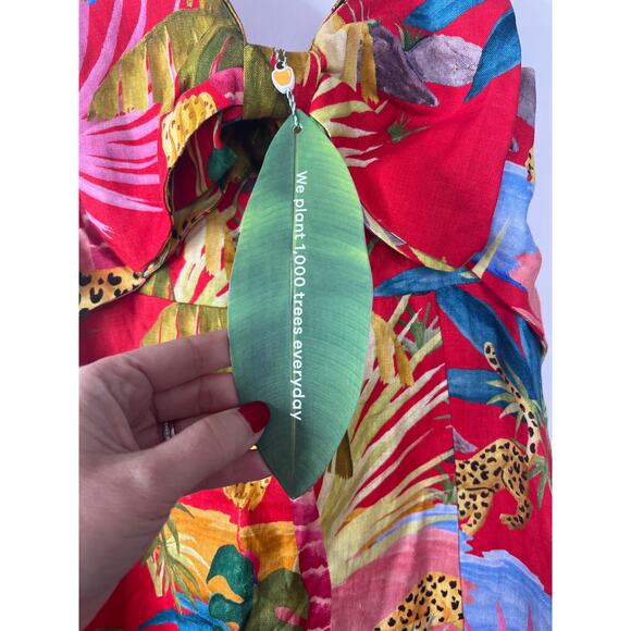 NWT Farm Rio Halter Neck Tropical Jungle Bow Midi Dress Multicolor Size: Small - Picture 4 of 8